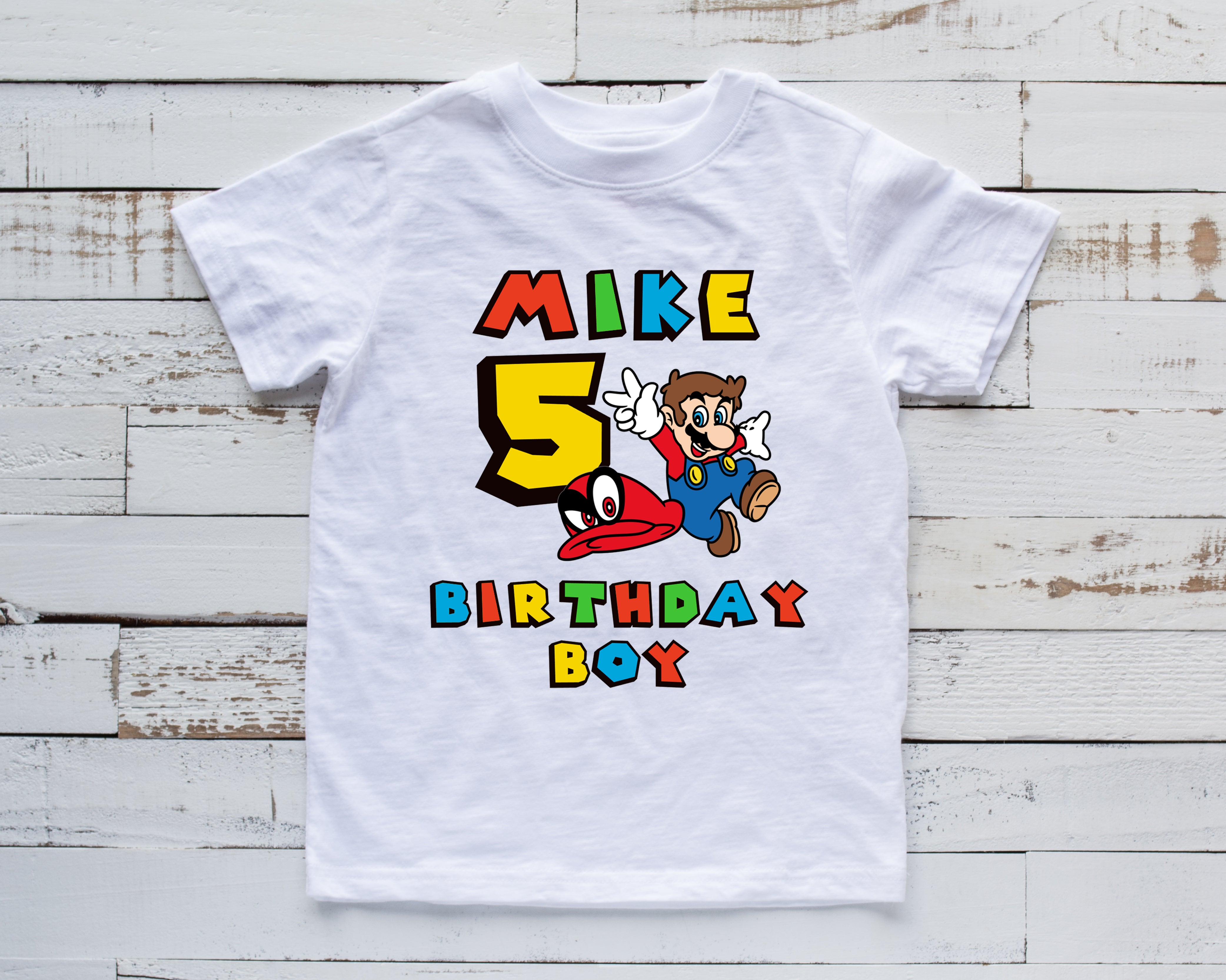 Mario on sale birthday shirt