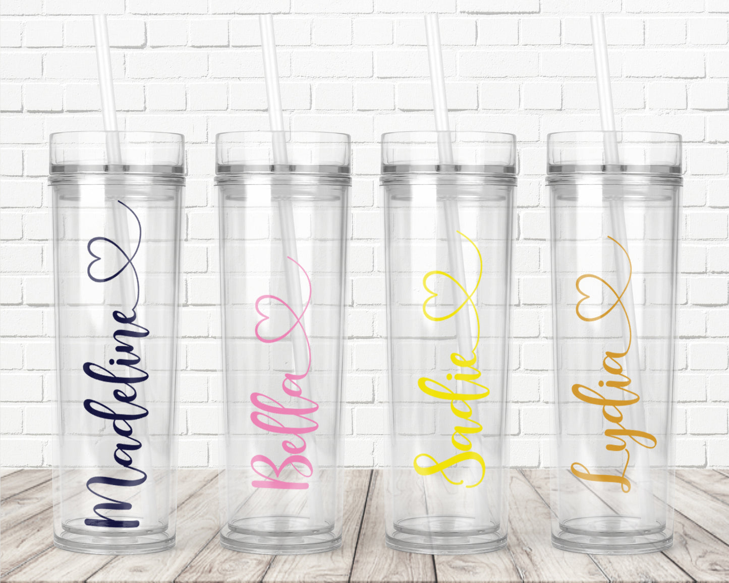 Clear Personalized Name Skinny Tumbler